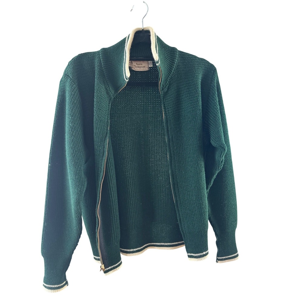 Norm Thompson Vintage Forest Green Knit Crew Neck Sweater Womens Small Dry Clean